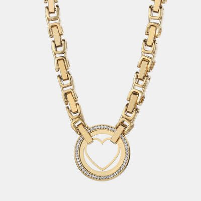  Collier chaîne en zircon incrusté de cœur découpé 