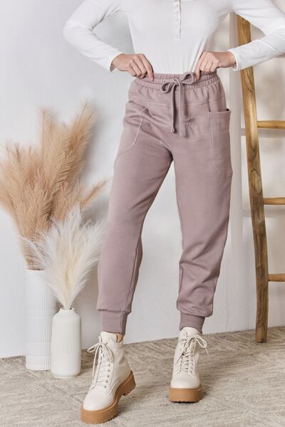  Pantalon de jogging avec poches à la taille et cordon de serrage en marron rosé 