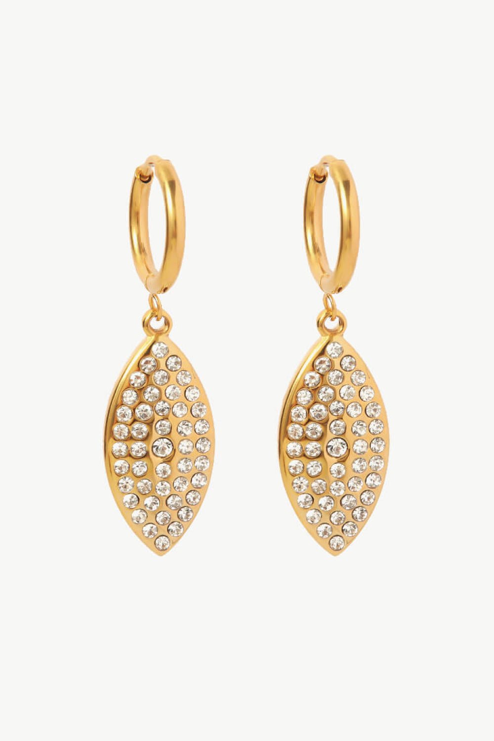  Boucles d'oreilles pendantes en forme de feuille de strass incrustées 