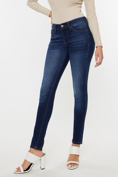  Jean skinny dégradé à taille mi-haute et délavé foncé 