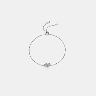  Bracelet coeur en argent sterling 925 Moissanite 