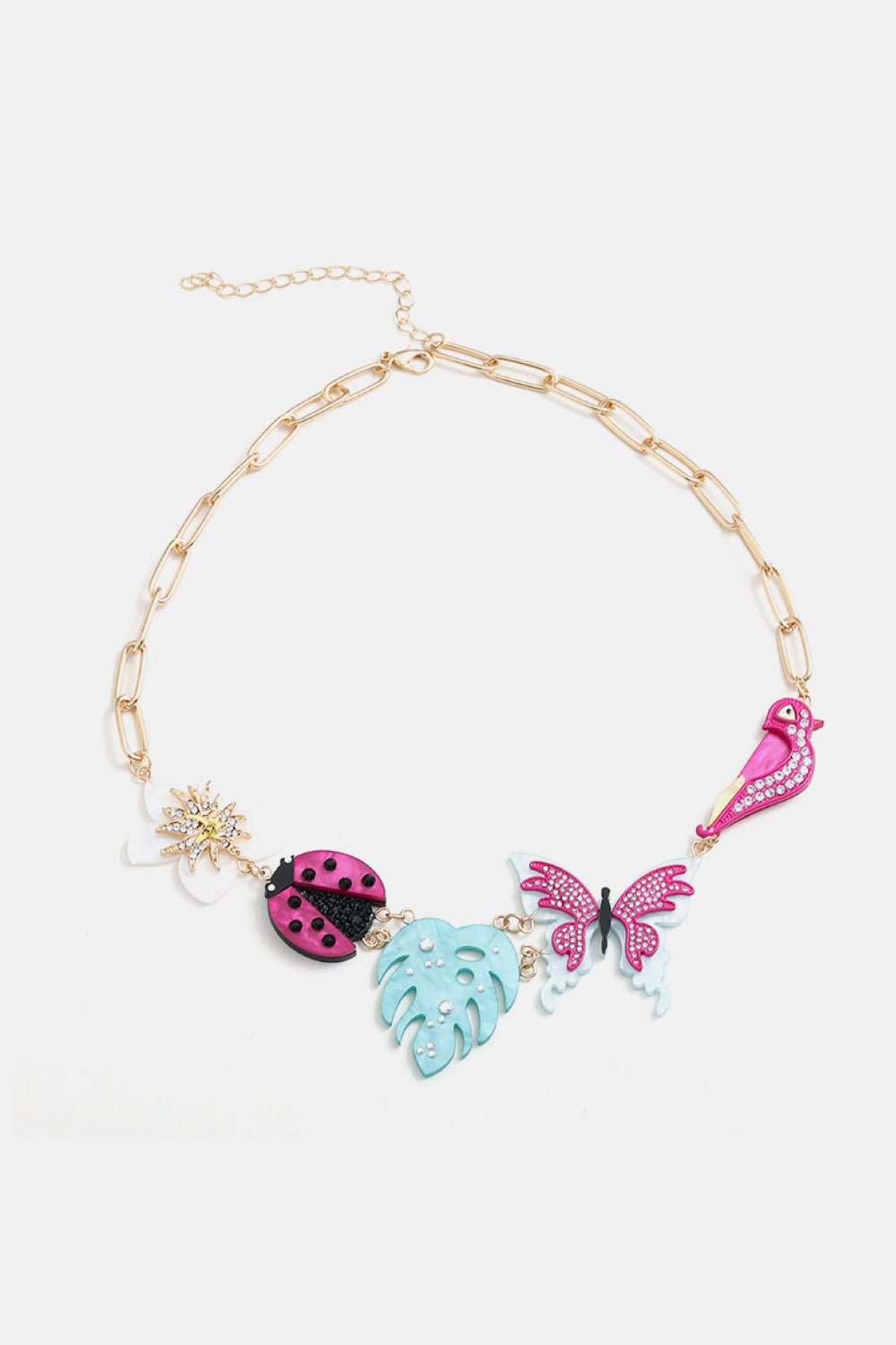  Collier multi-breloques déco strass 