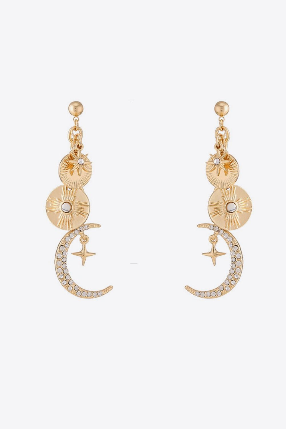  Boucles d'oreilles pendantes lune en strass 