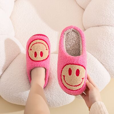  Pantoufles Smiley Face en Fuchsia/Jaune 