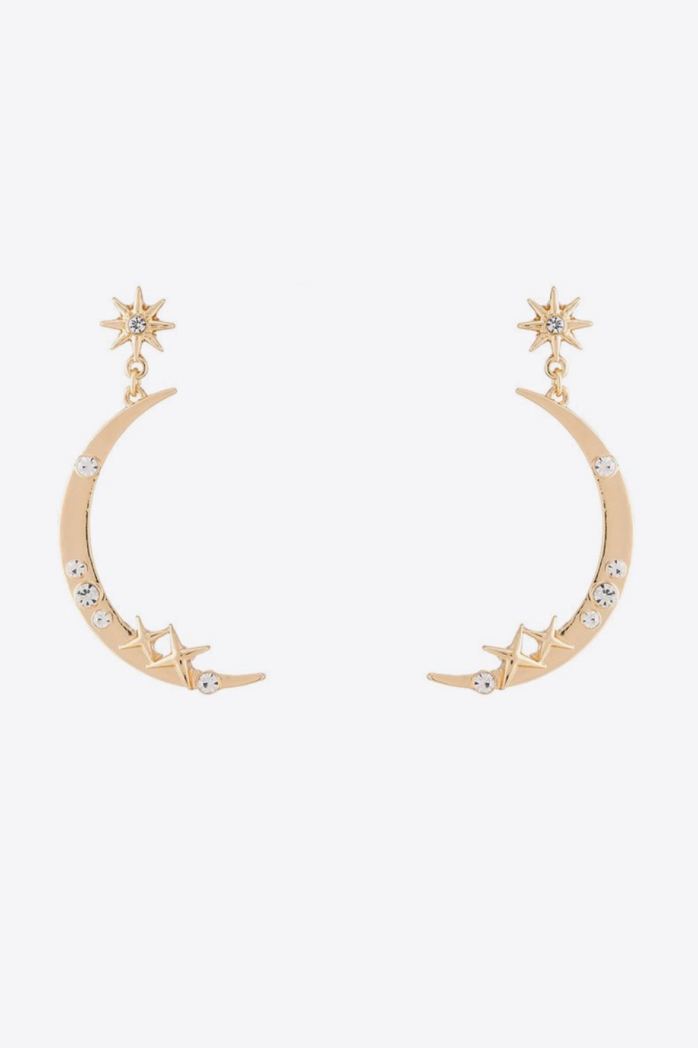  Boucles d'oreilles pendantes étoile et lune en zircon 