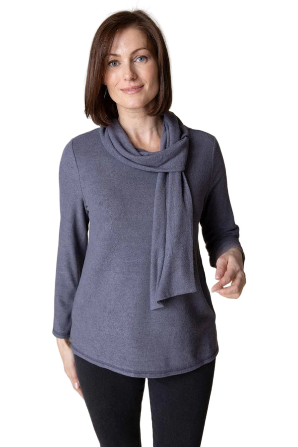 Soft Knit Scarf Tie Pullover - 35880