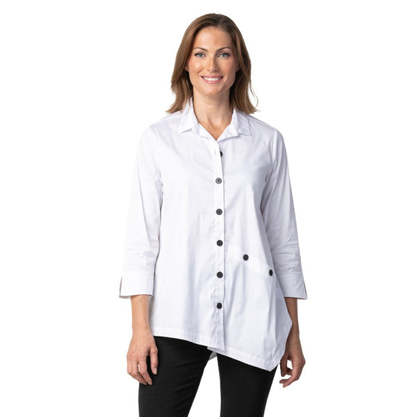 Cotton/Linen Hi-Low Habitat Shirt White at  Women's Clothing