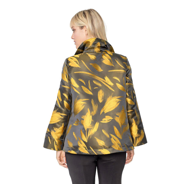 Eaphi leaf jacquard quilting jacket - ノーカラージャケット