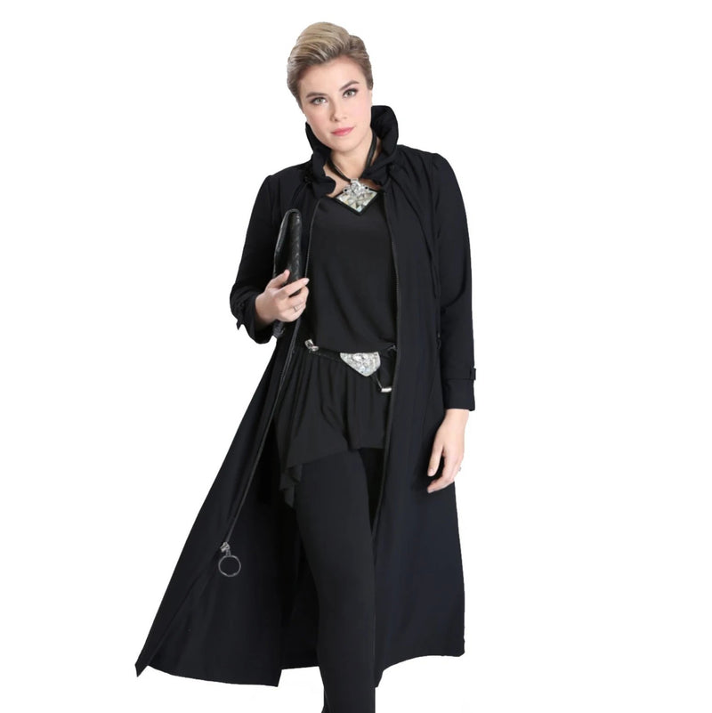 IC Collection Long Zip-Front Parachute Jacket in Black - 1421J-BLK ...