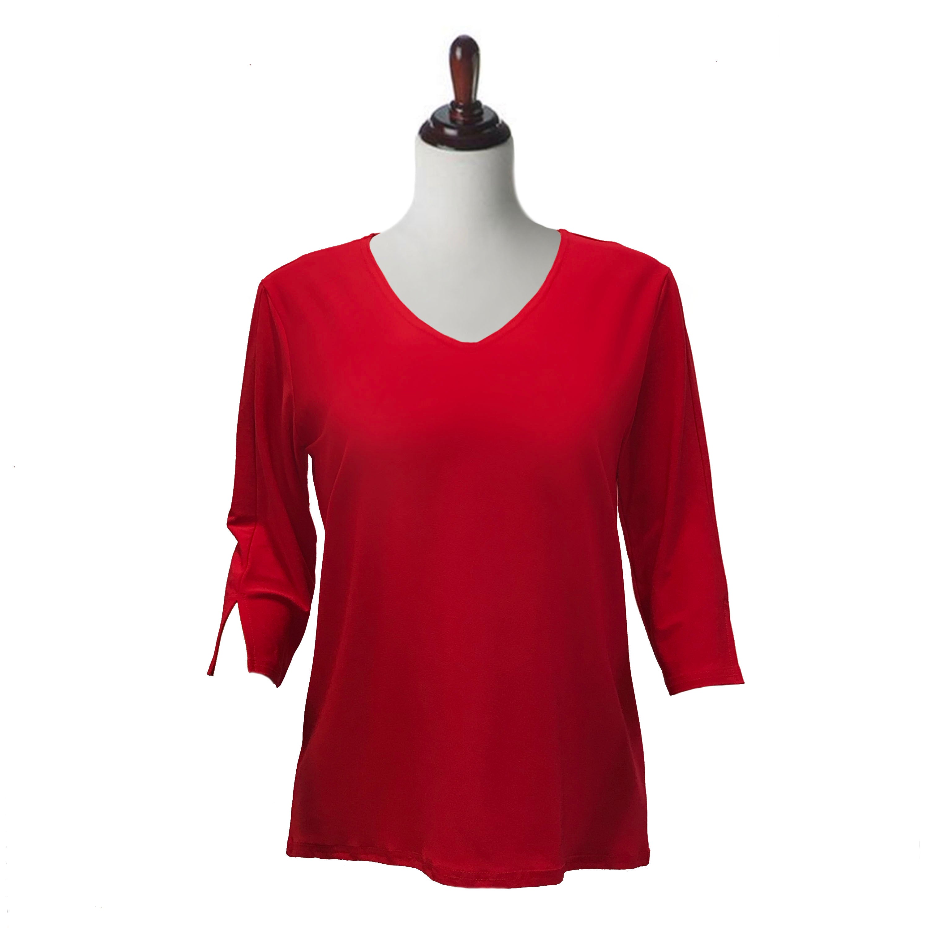 Valentina Signa Solid V Neck Hi-Low Tunic Top in Red - 15296-RED – Shop ...