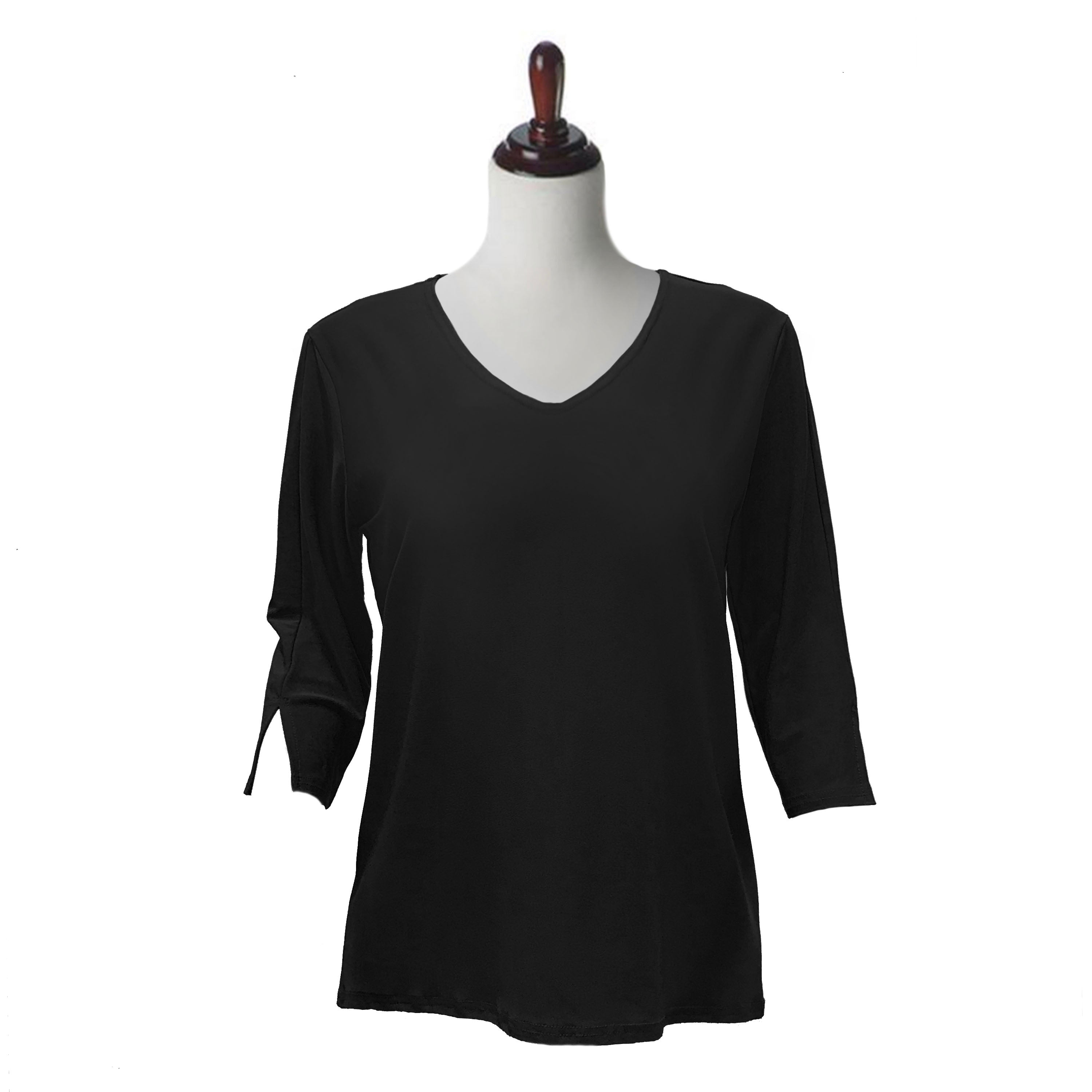 Valentina Signa Solid V Neck Hi-Low Tunic Top in Black - 15296-BLK ...