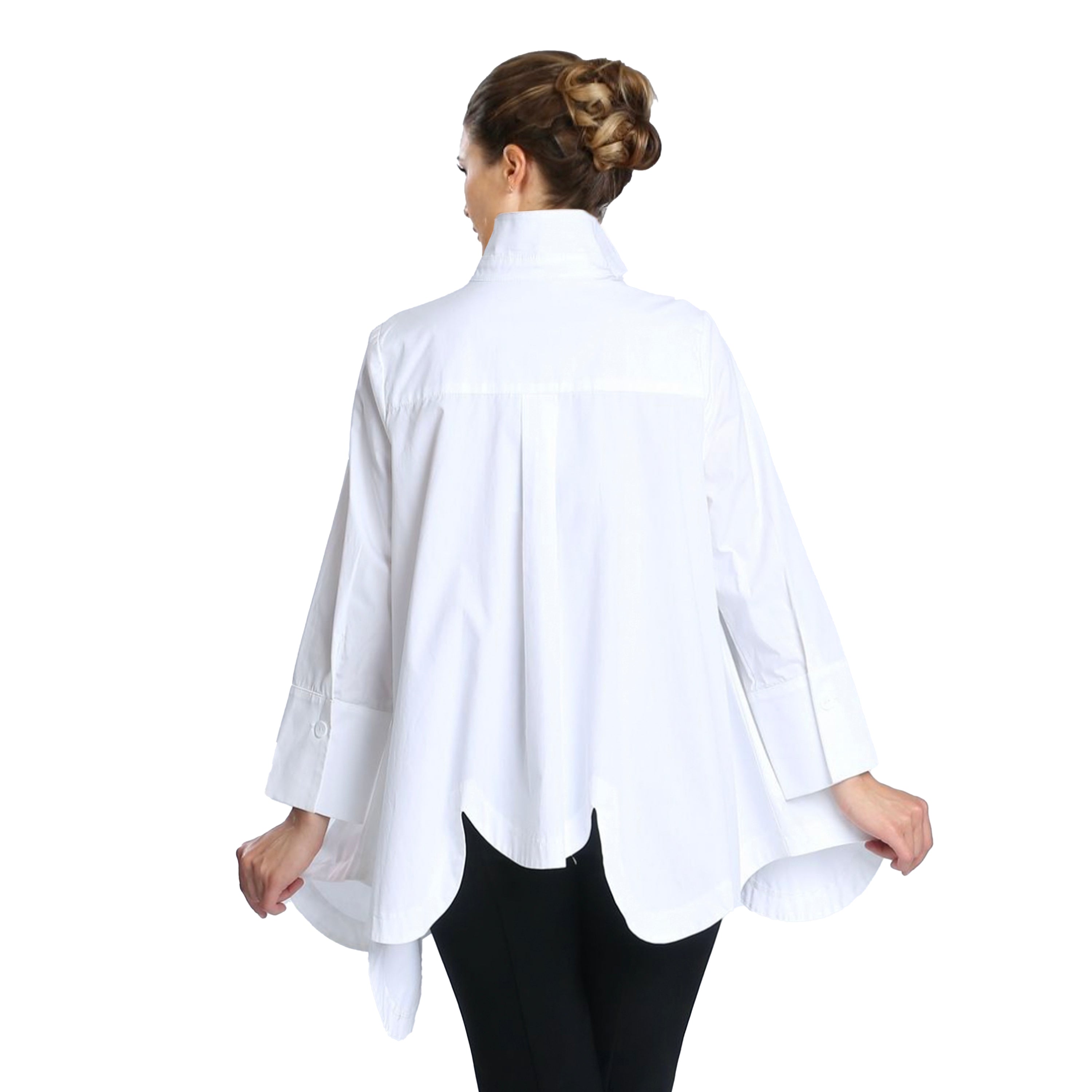 IC Collection Scalloped Cotton Blouse in White - 2585B-WT – Shop My ...