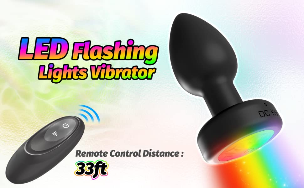 7 Vibrating LED Flashing Ligts Anal Plug Remote Control Vibrator