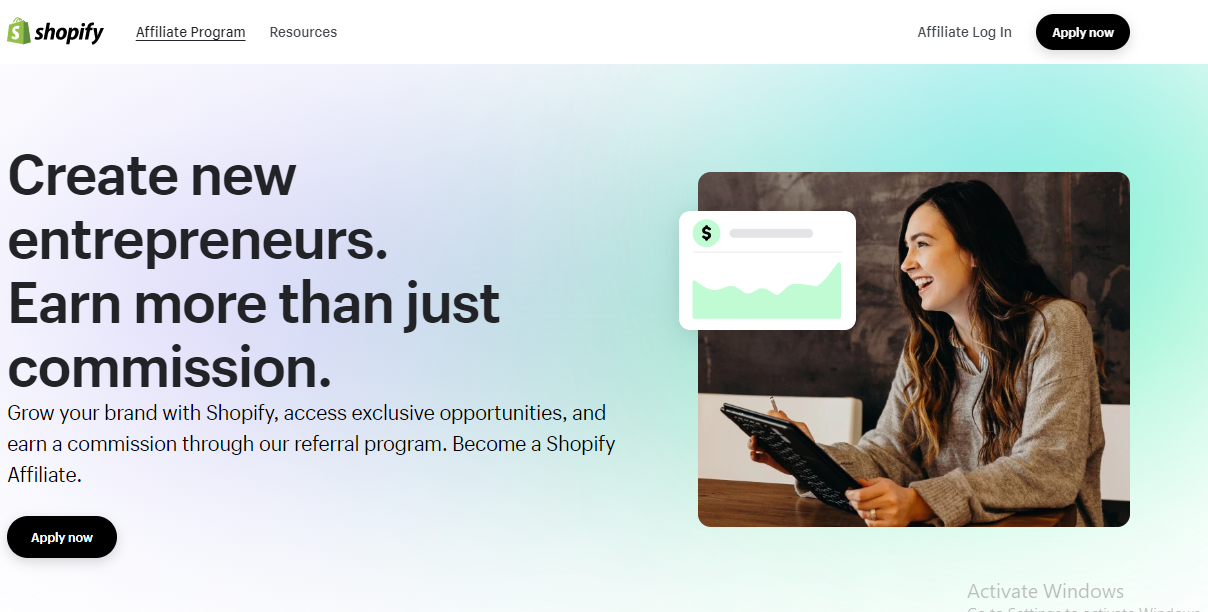 shopify affiliate program page