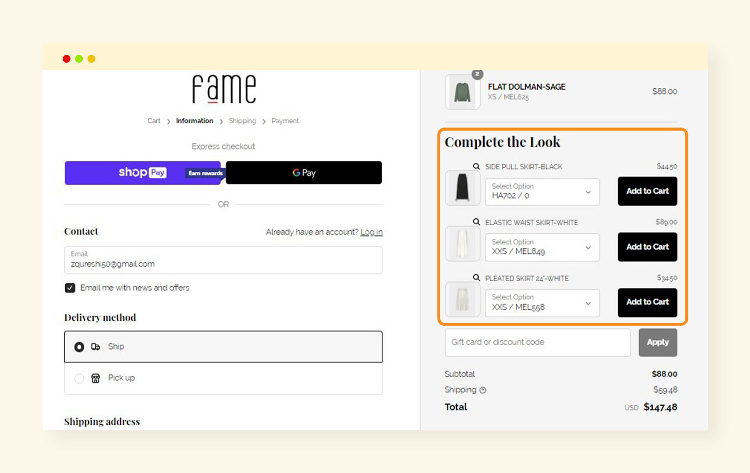Fame On Central Checkout with Dynamic Checkout Customizer-Shopify One Page Checkout - All You Should Know