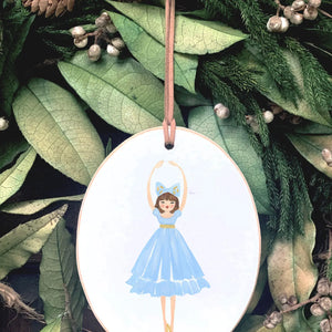 Blue Ballerina Wooden Ornament - Honey Pie Children's Boutique