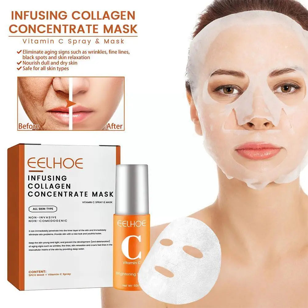 Collagen Film & Mist Kit Facial Skin Care Suit vitamin C Highprime Collagen Soluble Anti-aging Eyes Mask Skin Care For Wome U7Y5