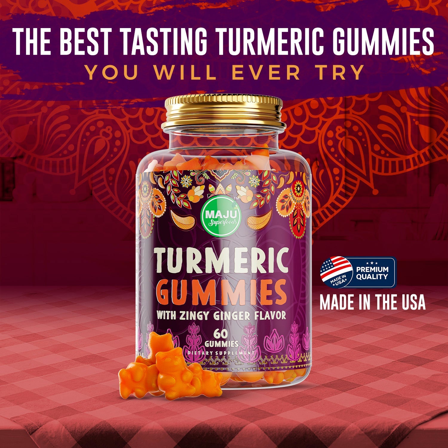 Turmeric Curcumin Gummies with Ginger Maju Superfoods