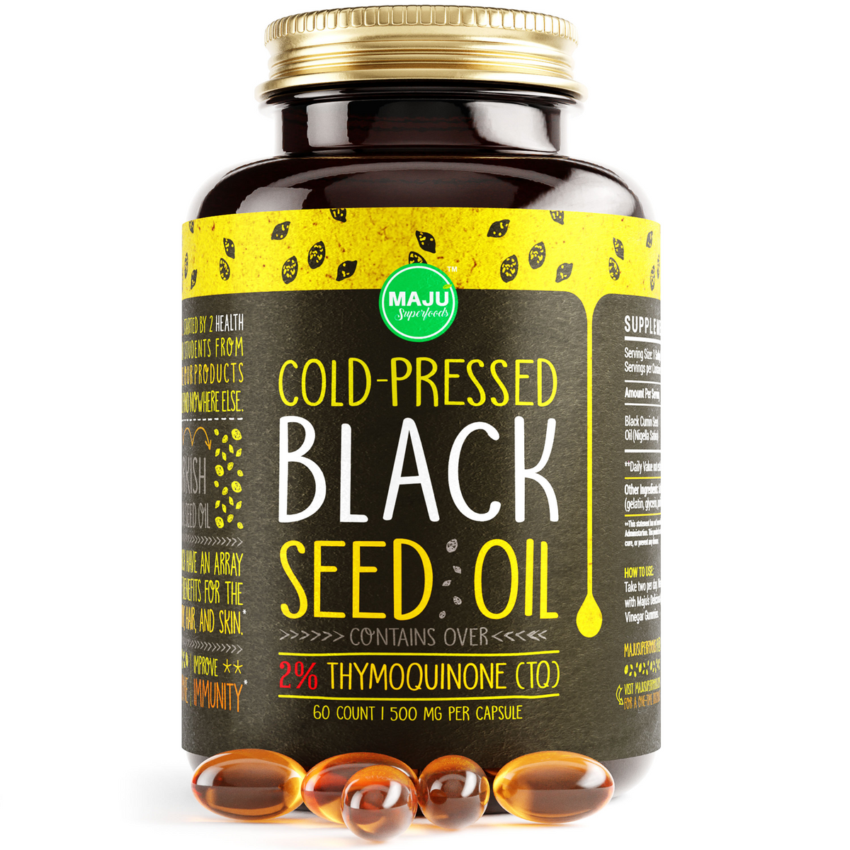 Black Seed Oil Capsules (60ct) | Maju Superfoods