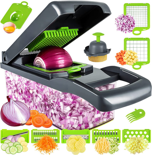 Safe Mandoline Slicer for Kitchen, QIECAI Vegetable Chopper Adjustable  Potato Cutter, Upright Manual Food Chopper, Veggie Dicer Kitchen Gadgets  Sets