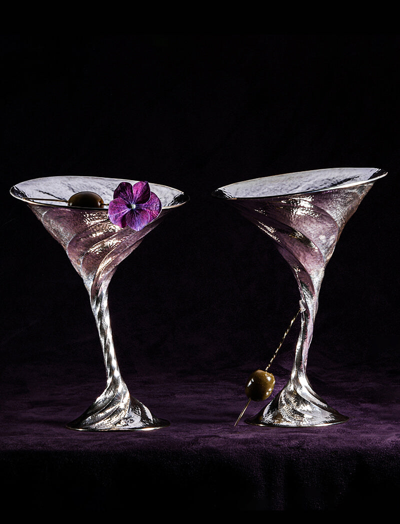 Silver Vortex Martini Set