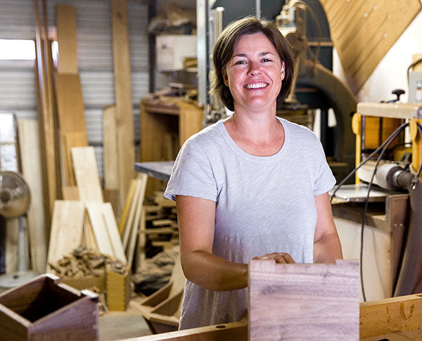 Laura Rittenhouse, furniture designer, woodworker and creator of the Chork