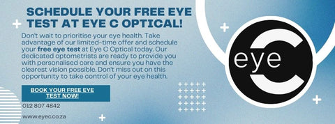 Image of a banner promoting a free eye test at Eye C Optical