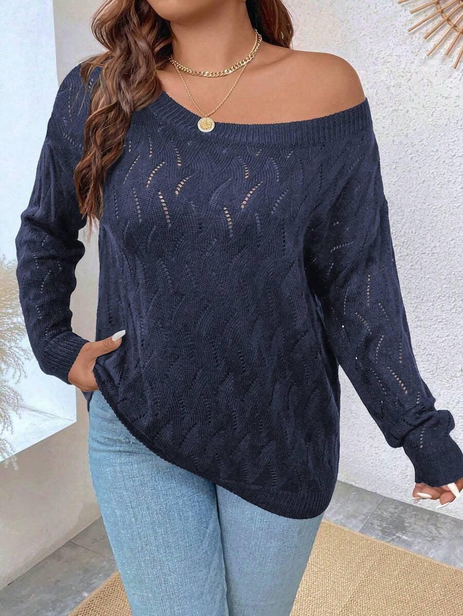 Plus Pointelle Knit Sweater