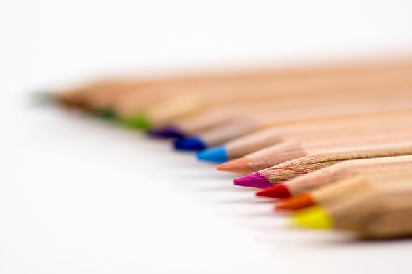Coloured pencils in a line