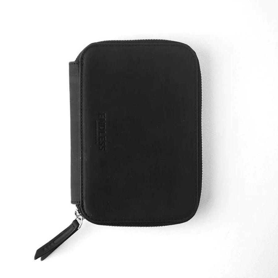 Endless Companion Leather 3 Pen Adjustable Pouch- Black