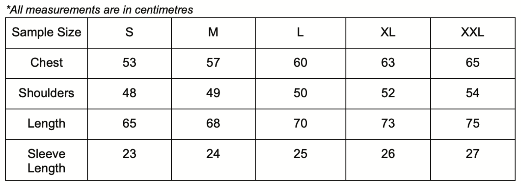 Clasico. Jersey Size Chart – Core Collectives