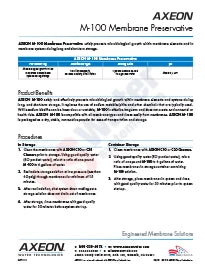 AXEON M-100 MEMBRANE STORAGE PRESERVATIVE SPECIFICATION SHEET