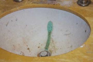 Dirty Green Stained Sink
