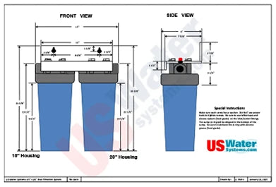 US Water Dual Big Blue Dimensional Drawing