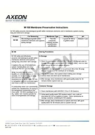 AXEON M-100 MEMBRANE STORAGE PRESERVATIVE PRODUCT MANUAL