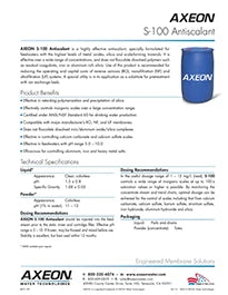 AXEON S-100 ANTISCALANT SPECIFICATION SHEET