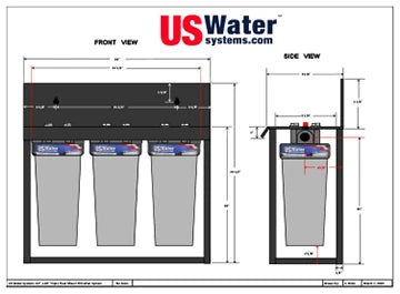 US Water Triple Floor Mount Housing Dimensions