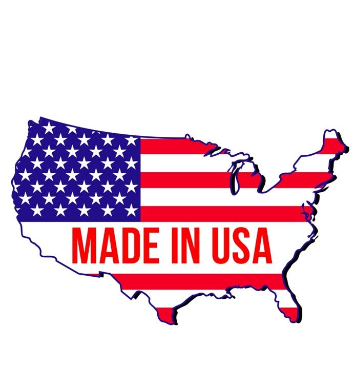 Made in the USA Graphic, Stars & Stripes on an outline of the United States