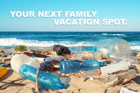 Your Next Family Vacation Spot a Polluted Beach with Plastic Bottles Everywhere