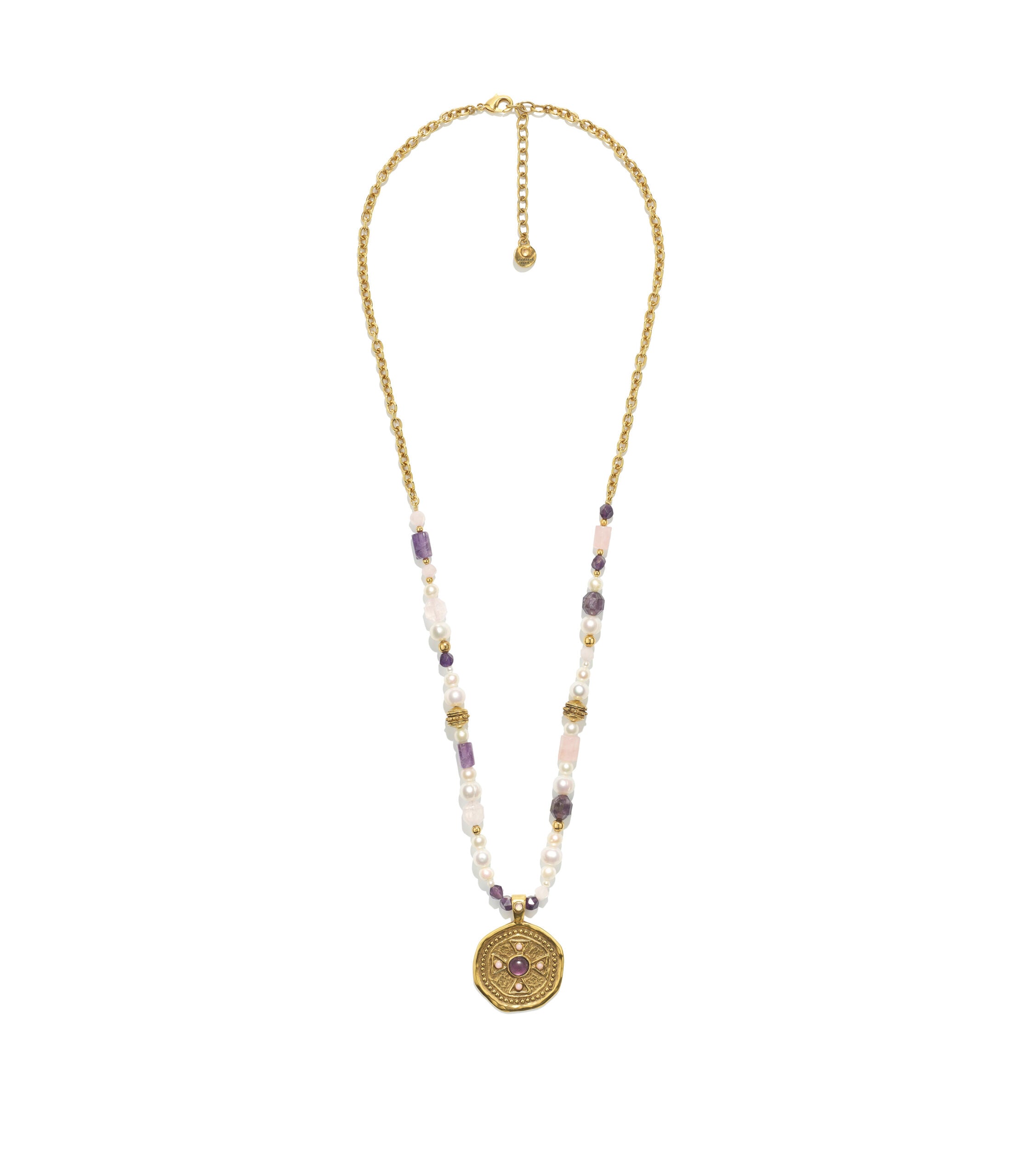 Syracuse long medal & freshwaterpearls necklace