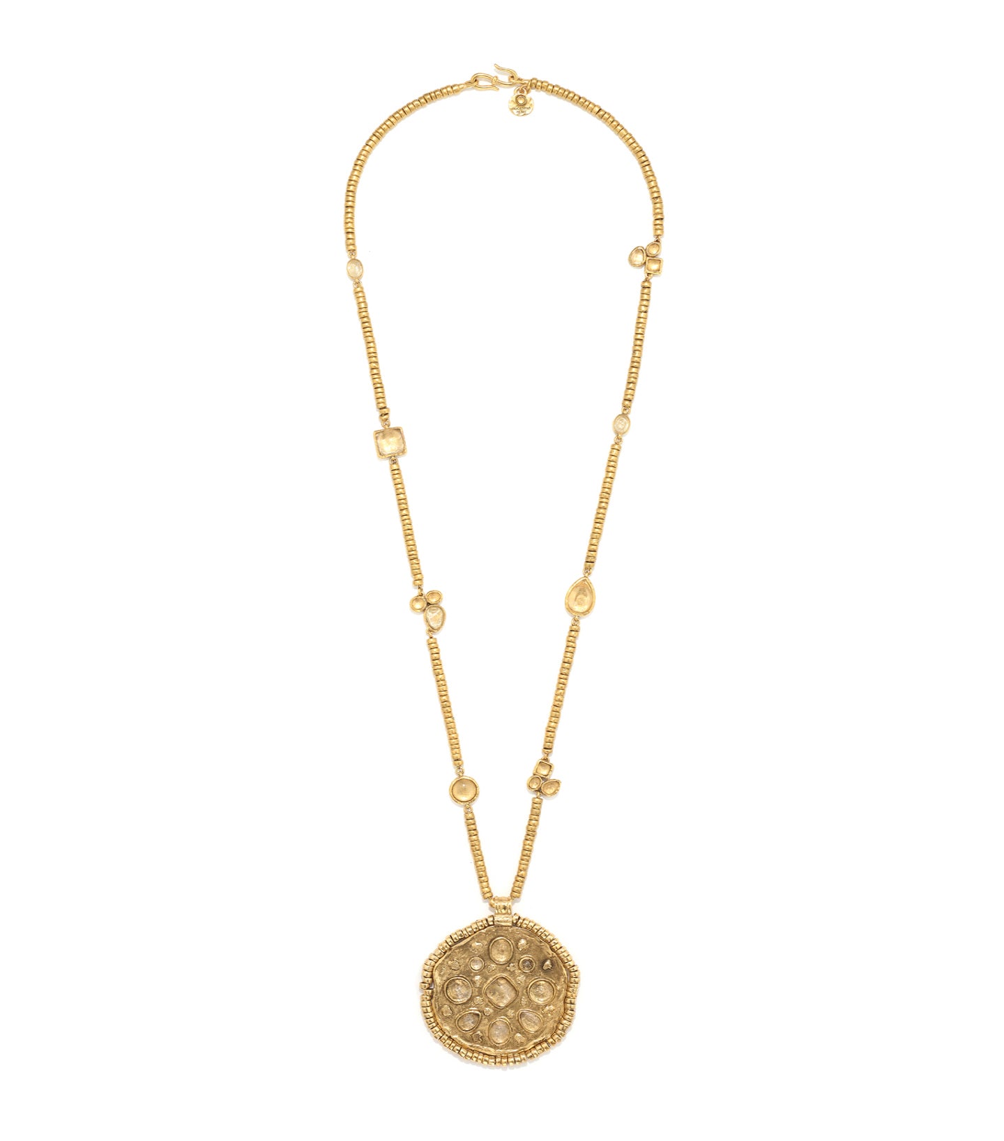 Goossens MINI CABOCHONS medallion necklace Natural Rock Crystal V1