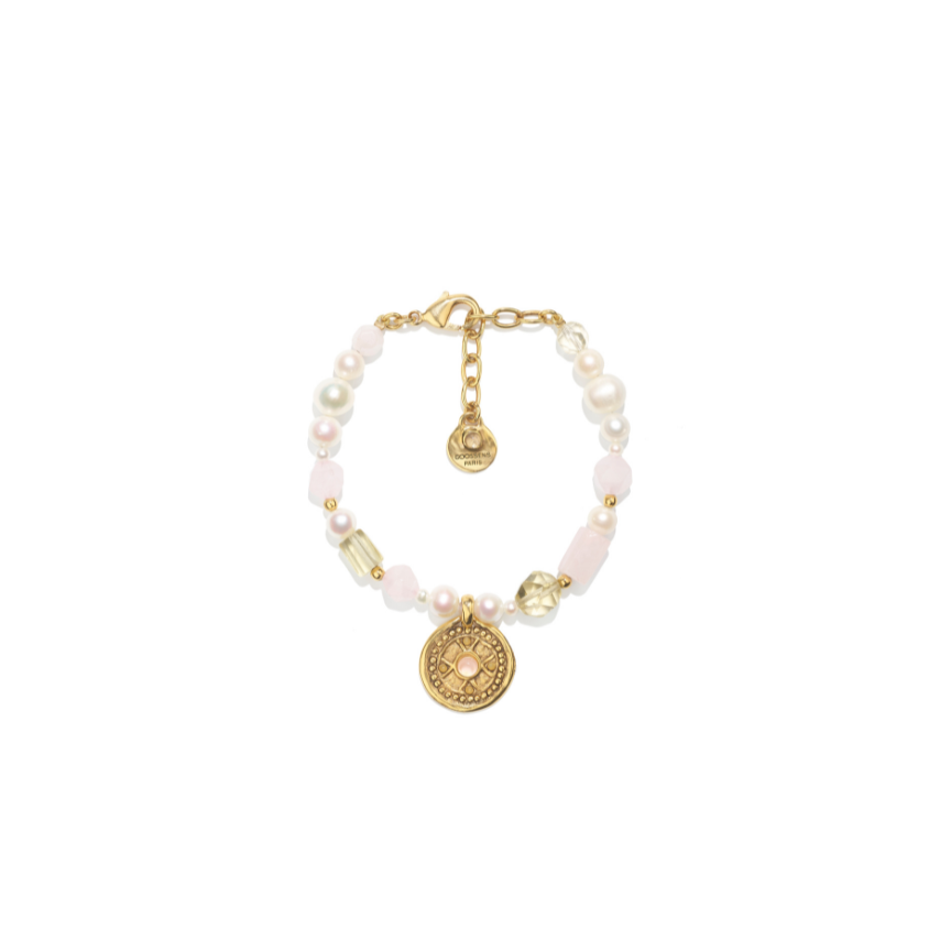 Syracuse bracelet  Yellow Gold and Powdery pink