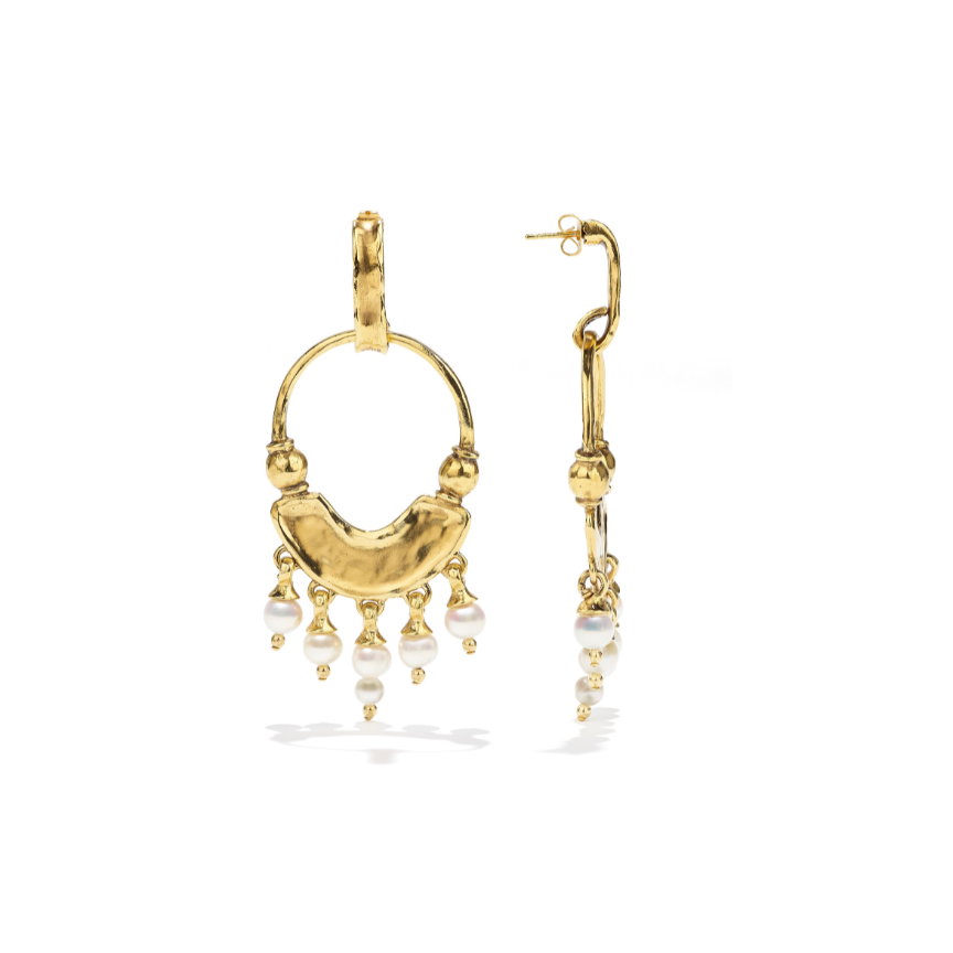 Graine de Gemmes byzantine earrings White pearl