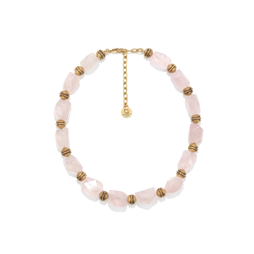 Syracuse necklace Yellow Gold and powdery pink