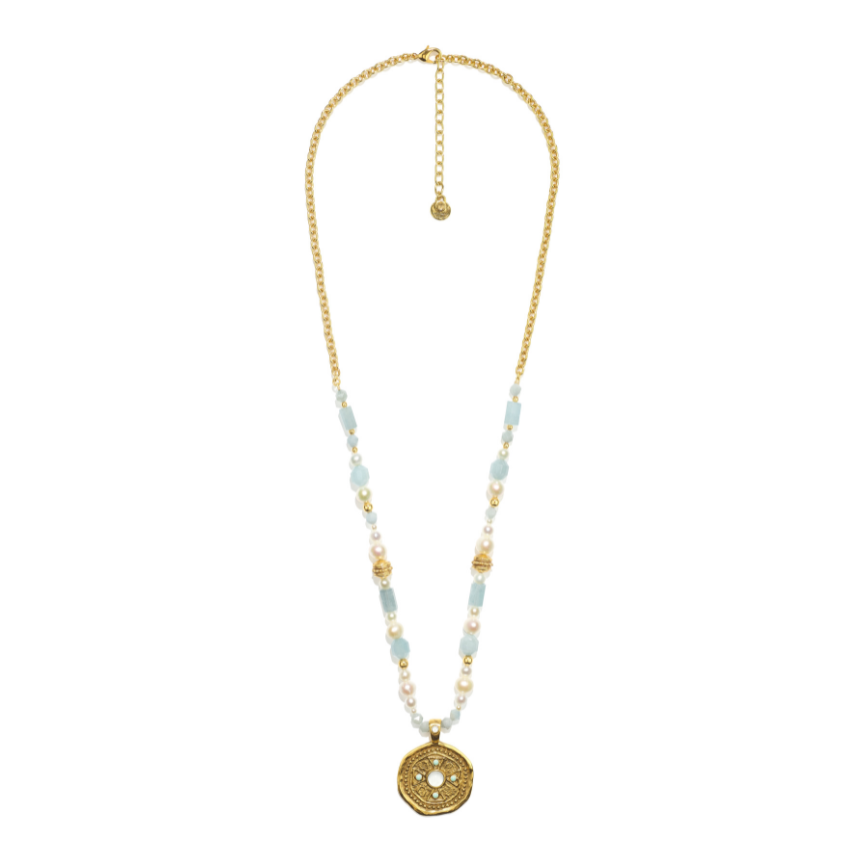 Syracuse medal necklace Aquamarine