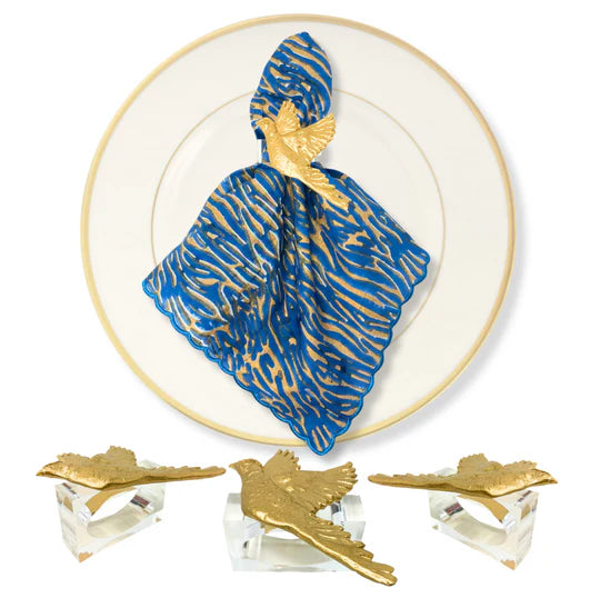 PHEASANT NAPKIN RINGS - SET OF 4/CLEAR