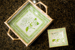 ENAMELED CHANG MAI TRAY 12X12X2 - The Purple Finch Home Collection