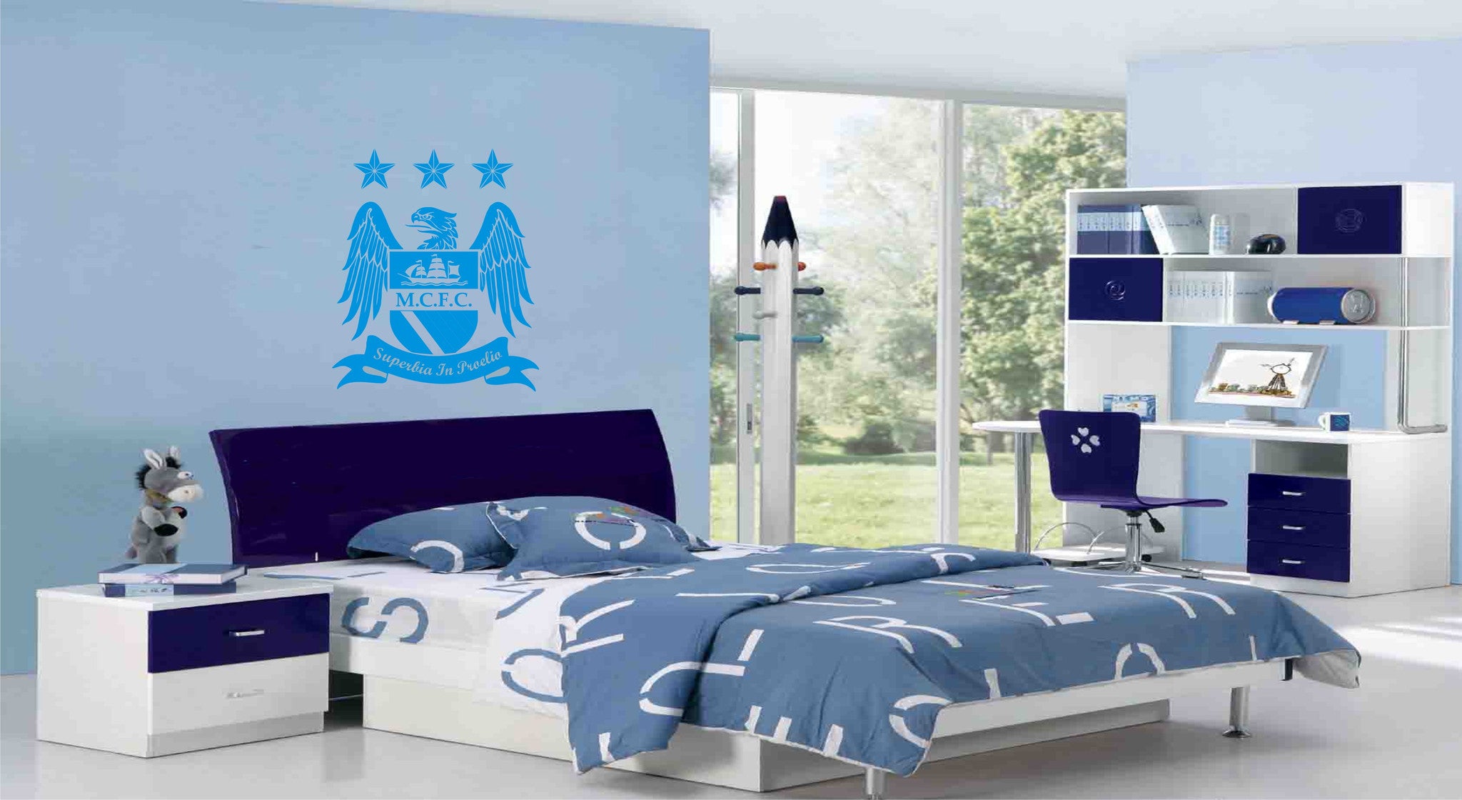 Manchester City FC Football Badge Wall Sticker,great decal for the Fan –  Wall Art Shop