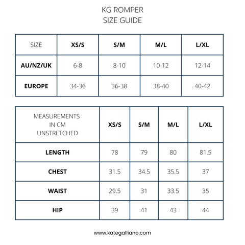 rompers size guide 