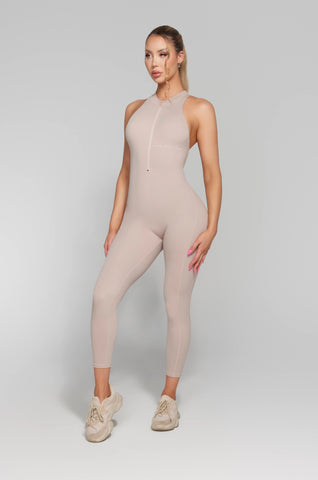 Benefits of Compression Activewear - latte jumpsuit - workout jumpsuit - kate galliano activewear